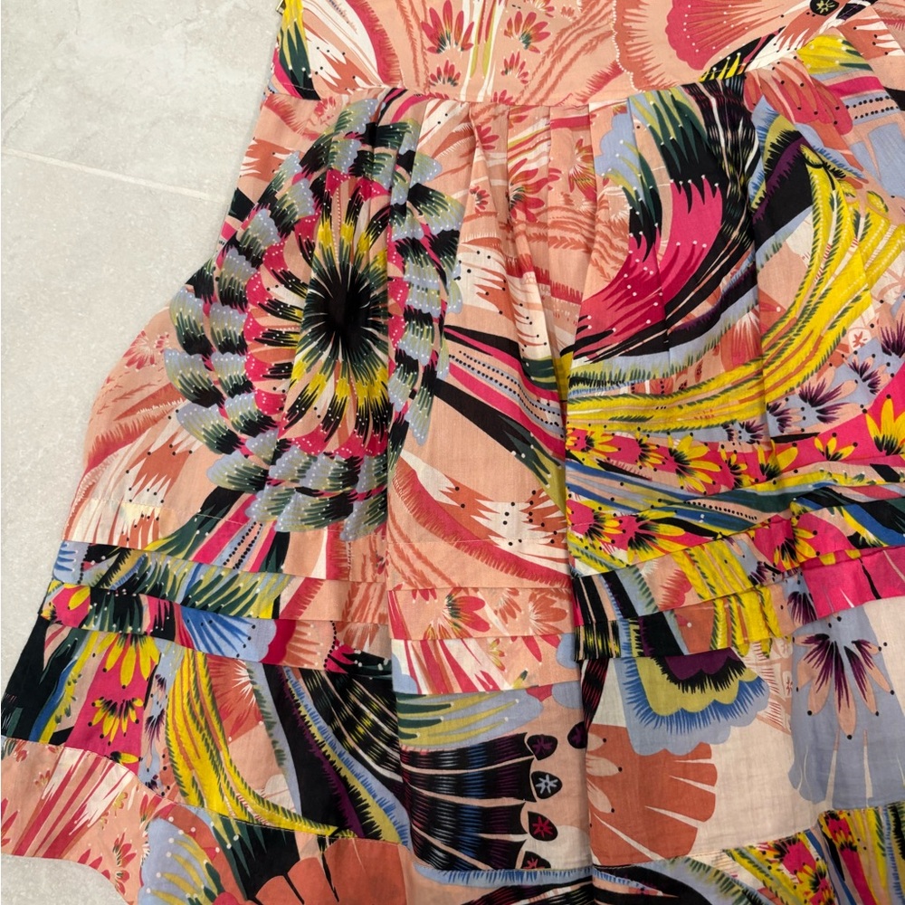 Anthropologie Leifsdottir Cotton Silk Tiered Floral Mini Skirt Size 4 - Picture 10 of 11